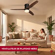 THOMSON - Ventilateur de plafond avec lumière THOMSON NERO avec pales en bois certifié FSC, diamètre de 132 cm et télécommande incluse - vignette