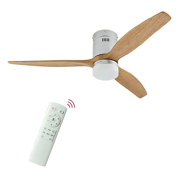 THOMSON - Ventilateur de plafond avec lumière THOMSON NAO avec pales en bois certifié FSC, diamètre de 132 cm et télécommande incluse - large
