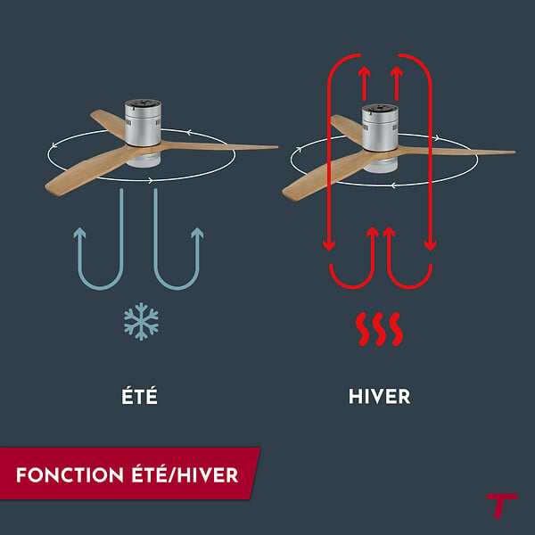 THOMSON - Ventilateur de plafond avec lumière THOMSON NAO avec pales en bois certifié FSC, diamètre de 132 cm et télécommande incluse - large