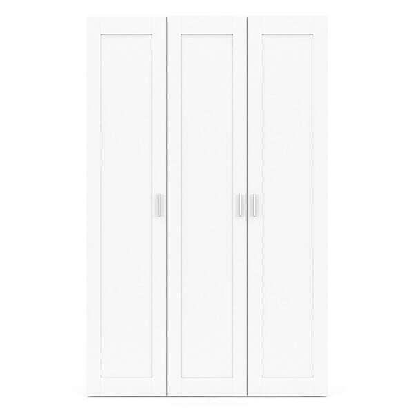 ID MARKET - Armoire 3 portes VITO blanc penderie 120 cm avec étagères - large