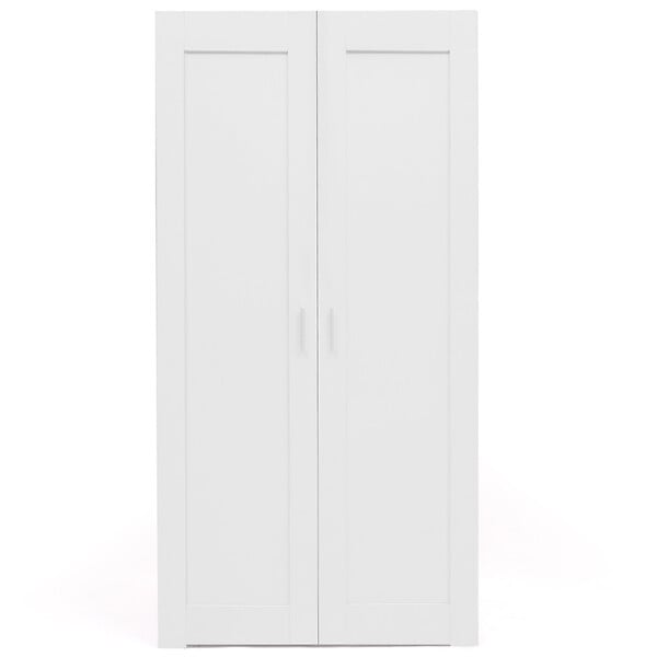 ID MARKET - Armoire 2 portes VITO blanc penderie 80 cm avec étagères rangement maxi capacité - large