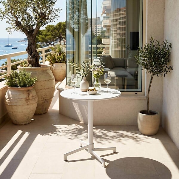 OVIALA - Ensemble table de jardin et 2 fauteuils en métal blanc - Palavas - large