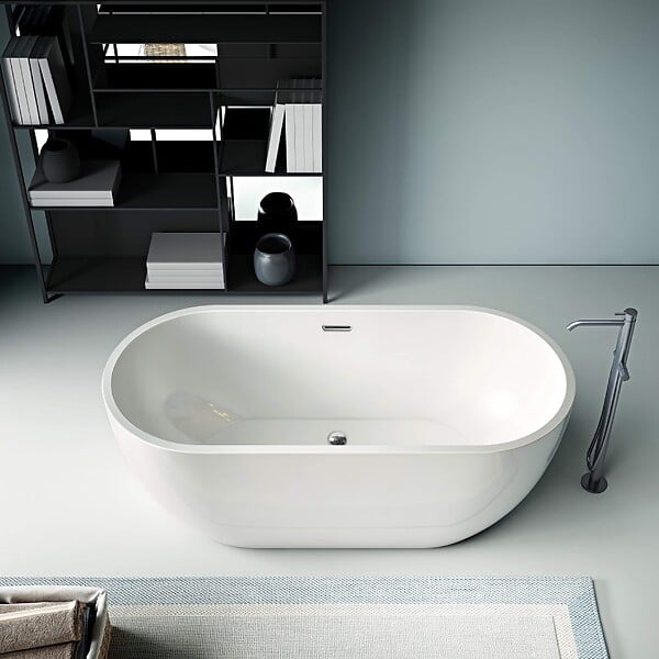 STANO - Baignoire îlot design ovale BOSTON blanche 156 cm - large