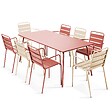 OVIALA - Ensemble table de jardin et 8 fauteuils en métal argile et ivoire - Palavas - vignette
