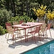 OVIALA - Ensemble table de jardin et 8 fauteuils en métal argile et ivoire - Palavas - vignette