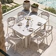 OVIALA - Table de jardin structure en aluminium 6 personnes L150x90cm beige - Nocera - vignette