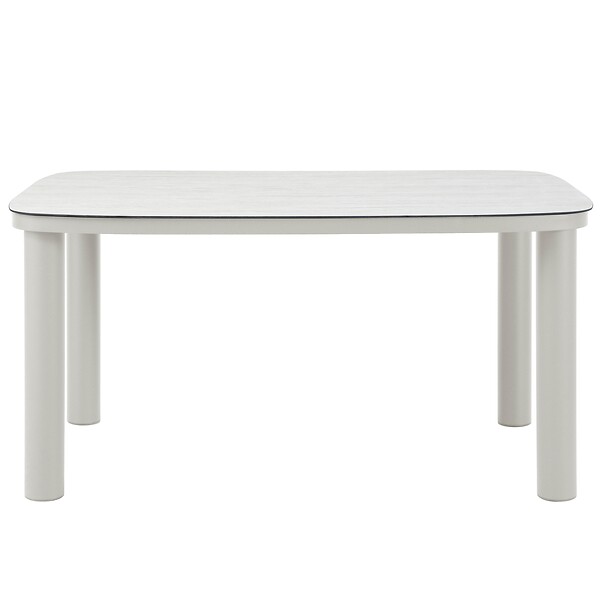 OVIALA - Table de jardin structure en aluminium 6 personnes L150x90cm beige - Nocera - large