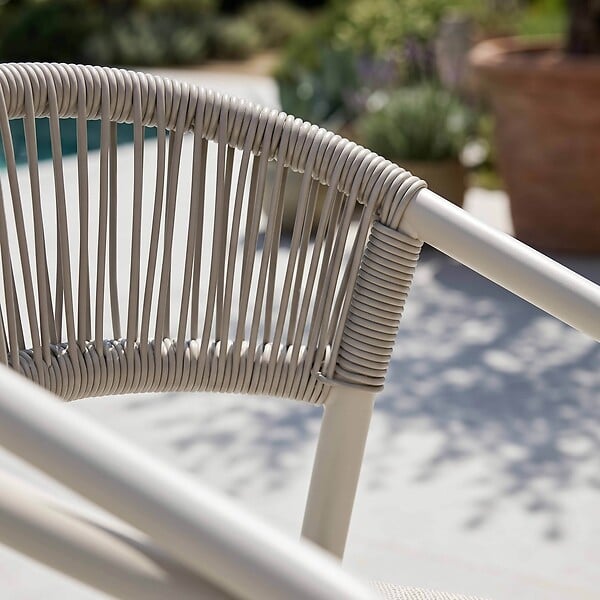 OVIALA - Table de jardin aluminium 213x90 cm et 8 chaises textilène beige - Nocera - large