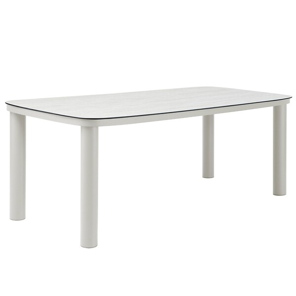 OVIALA - Table de jardin aluminium 213x90 cm et 8 chaises textilène beige - Nocera - large