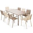 OVIALA - Ensemble table de jardin et 8 fauteuils en métal taupe et ivoire  - Palavas - vignette