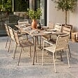 OVIALA - Ensemble table de jardin et 8 fauteuils en métal taupe et ivoire  - Palavas - vignette