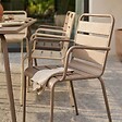 OVIALA - Ensemble table de jardin et 8 fauteuils en métal taupe et ivoire  - Palavas - vignette