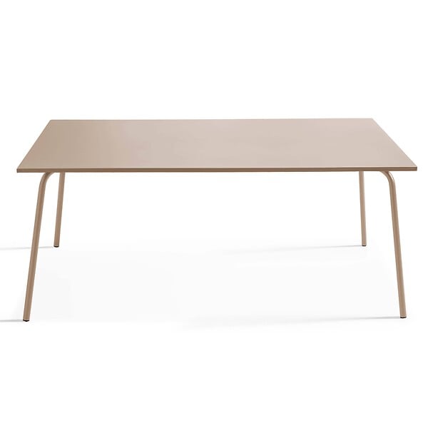 OVIALA - Ensemble table de jardin et 8 fauteuils en métal taupe et ivoire  - Palavas - large