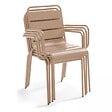 OVIALA - Ensemble table de jardin et 8 fauteuils en métal taupe et ivoire  - Palavas - vignette