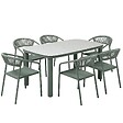 OVIALA - Table de jardin aluminium 150x90 cm et 6 chaises textilène vert - Nocera - vignette