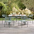 OVIALA - Table de jardin aluminium 150x90 cm et 6 chaises textilène vert - Nocera - vignette