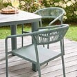OVIALA - Table de jardin aluminium 150x90 cm et 6 chaises textilène vert - Nocera - vignette