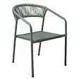 OVIALA - Table de jardin aluminium 150x90 cm et 6 chaises textilène vert - Nocera - vignette