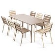 OVIALA - Ensemble table de jardin et 8 chaises en métal taupe et ivoire  - Palavas - vignette