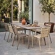 OVIALA - Ensemble table de jardin et 8 chaises en métal taupe et ivoire  - Palavas - vignette