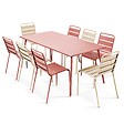 OVIALA - Ensemble table de jardin et 8 chaises en métal argile et ivoire - Palavas - vignette