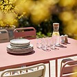 OVIALA - Ensemble table de jardin et 8 chaises en métal argile et ivoire - Palavas - vignette