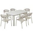 OVIALA - Table de jardin aluminium 150x90 cm et 6 chaises textilène beige - Nocera - vignette