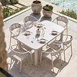 OVIALA - Table de jardin aluminium 150x90 cm et 6 chaises textilène beige - Nocera - vignette