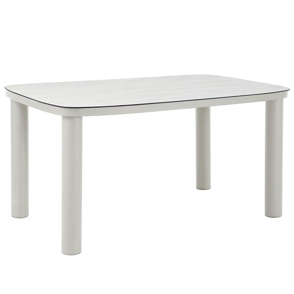 OVIALA - Table de jardin aluminium 150x90 cm et 6 chaises textilène beige - Nocera - large