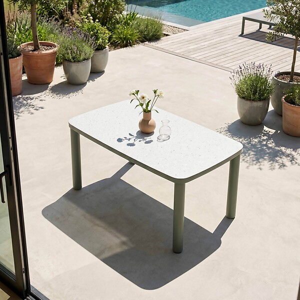 OVIALA - Table de jardin structure en aluminium 6 personnes L150x90cm vert - Nocera - large