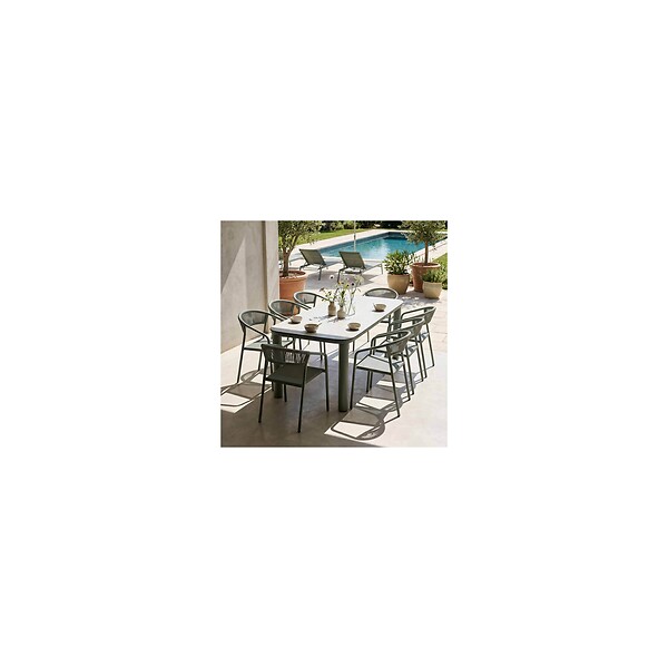 OVIALA - Table de jardin aluminium 213x90 cm et 8 chaises textilène vert - Nocera - large