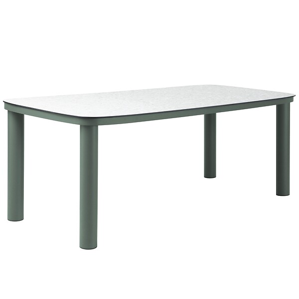 OVIALA - Table de jardin aluminium 213x90 cm et 8 chaises textilène vert - Nocera - large