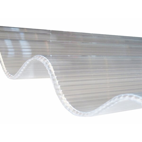 MCCOVER - Lot 5 plaques polycarbonate ondulées alvéolaires GO177/51 mm + 6 kits de fixation Translucide, l.92cm, L.305 cm - large