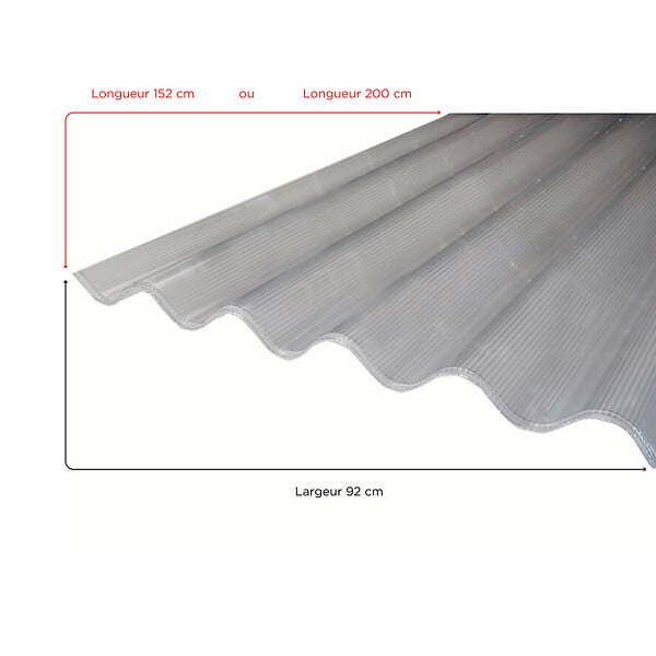 MCCOVER - Lot 2 plaques polycarbonate ondulées alvéolaire GO 177/51 mm + 2 kits de fixation Translucide, l.92cm, L.152cm - large