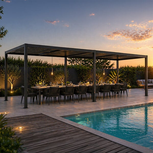 CONCEPT USINE - Pergola bioclimatique double 3x6 m noire PAROS - large
