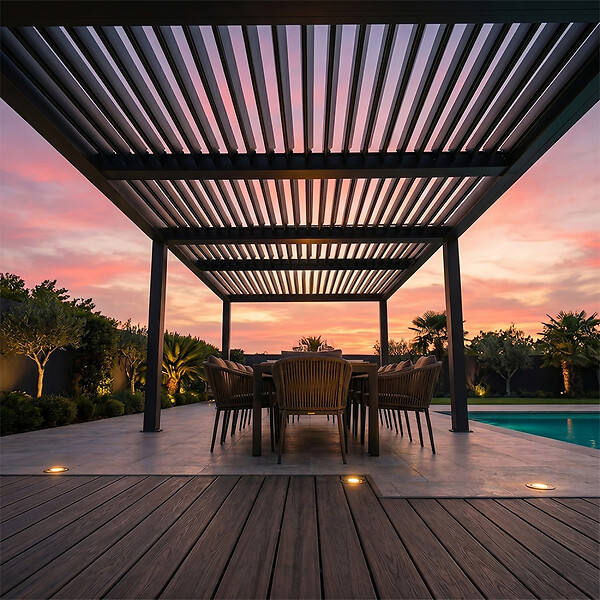 CONCEPT USINE - Pergola bioclimatique double 3x6 m noire PAROS - large