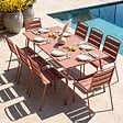 OVIALA - Ensemble table de jardin et 8 chaises en métal argile - Palavas - vignette