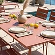 OVIALA - Ensemble table de jardin et 8 chaises en métal argile - Palavas - vignette