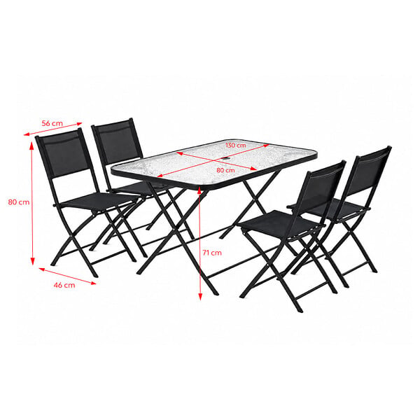 CONCEPT USINE - Ensemble table de jardin 130 cm et 4 chaises pliantes MAHON - large