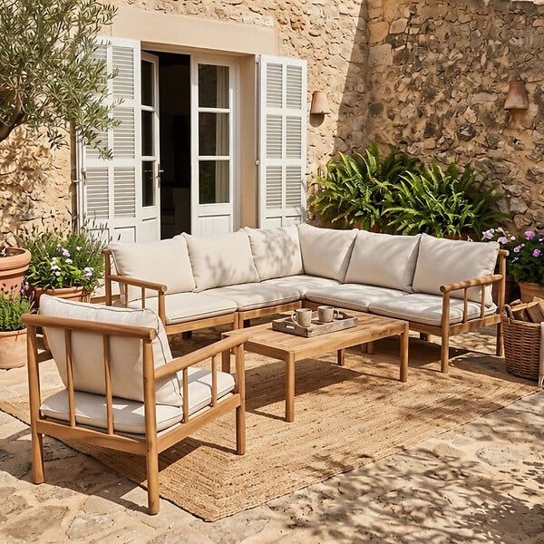 CONCEPT USINE - Salon de jardin 6 places en bois d’acacia certifié FSC PAKKRET - large