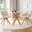 ID MARKET - Lot de 2 chaises pivotantes de salle à manger, fauteuils de table JANY en velours côtelé beige - vignette