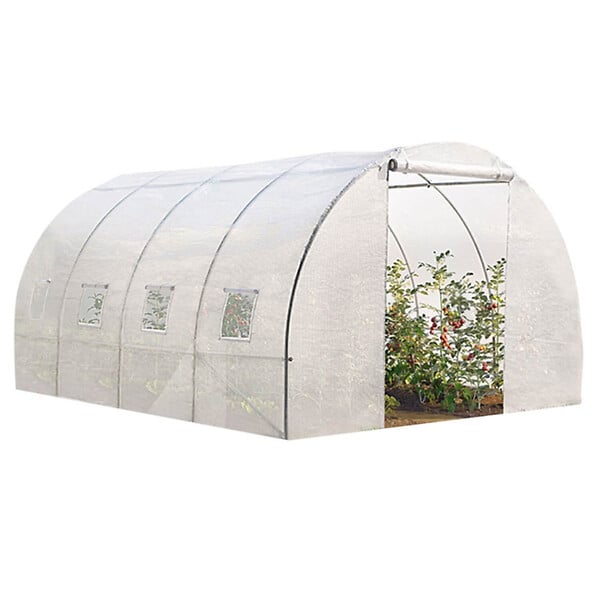 ID MARKET - Serre tunnel de jardin 12M² blanche gamme maraîchère ZEBRA 4x3M - large