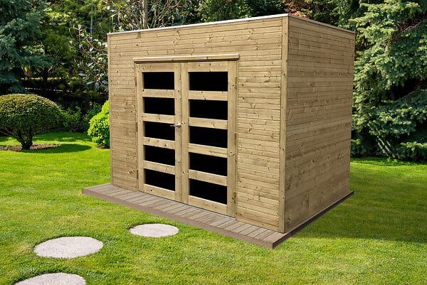 SOLID - Abri de jardin Potenza - Avec auvent - Bois - 5.37m2 - large