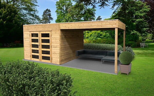 SOLID - Abri de jardin Tarento - Avec terasse - Bois - 17,14m2 - large