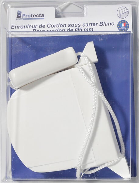 PROTECTA - Enrouleur volet roulant Blanc+cordon 5000x5mm+poignée - large