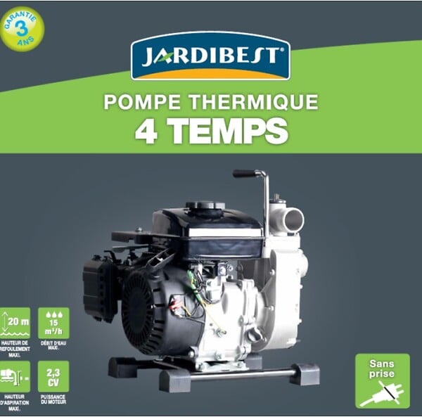 JARDIBEST - Pompe thermique à 4 temps - 2,2cv - 1650W - large