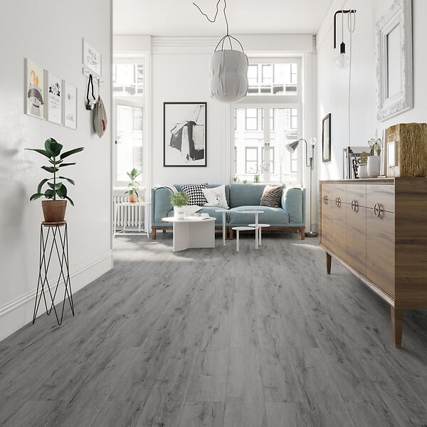 SMARTFLOOR - Lames PVC clipsables Munich - Chêne gris clair - L.1221xl.180xEp.5mm - large