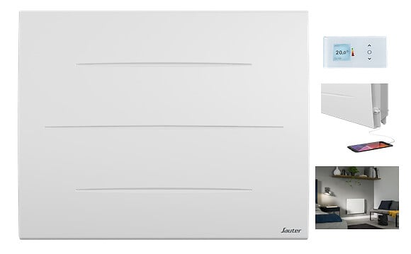 SAUTER - Radiateur à inertie pierre Sibayak - Blanc - 1000W - large