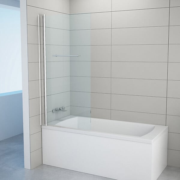 KINDFORD - Paroi de baignoire relevable - Gris chrome - L75xH145cm - large