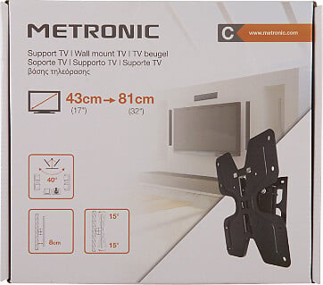 METRONIC - Support TV inclinable et orientable 28''-42'-71-106cm - noir - large